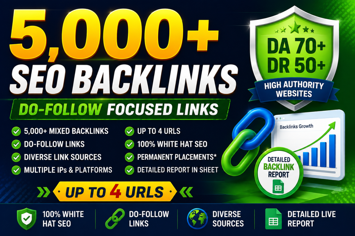 I Will Build 5,000+ Diverse Do-Follow SEO Backlinks With a Detailed Report