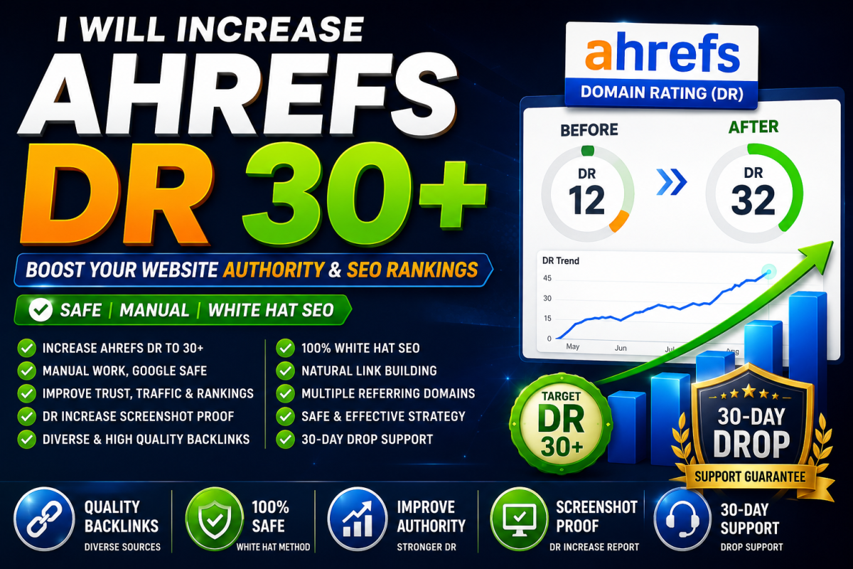 I Will Increase Your Website’s Ahrefs Domain Rating to DR 30+
